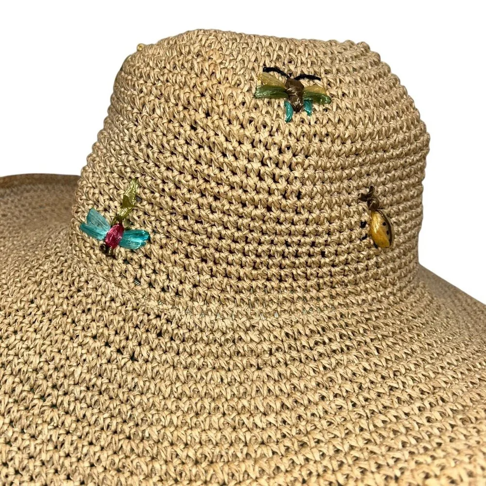 Bee in your Bonnet FABULOUS embroidered insects bugs straw hat